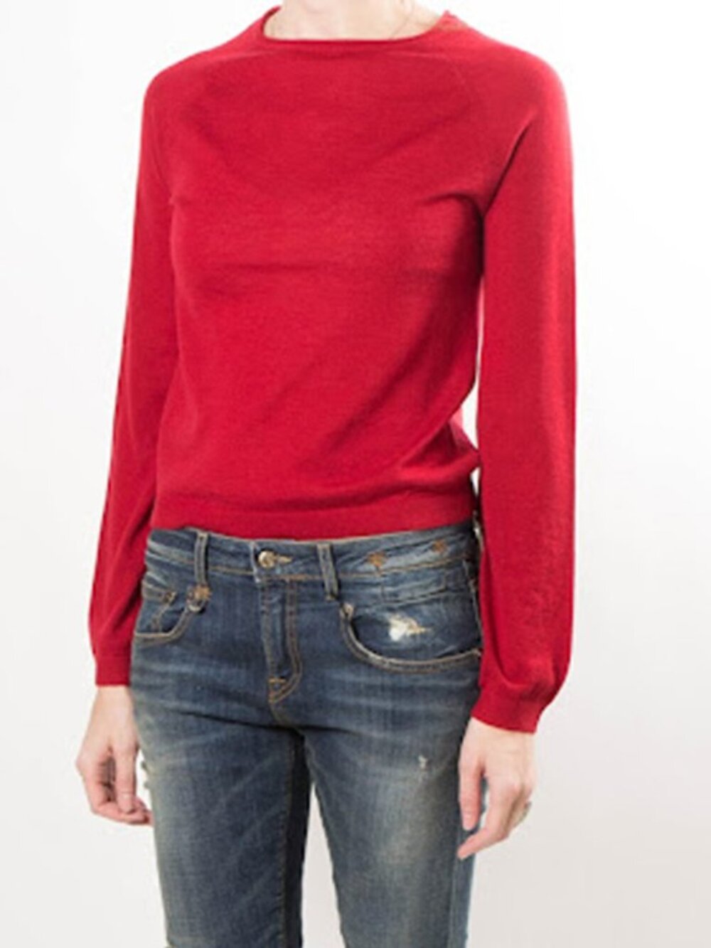 CO Lightweight Cashmere Sweater in Red, size XS